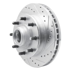 Chevrolet Express 3500 Brake Rotor (1) - Front Right - R1 Concepts - Drilled & Slotted - Silver - `01-`02